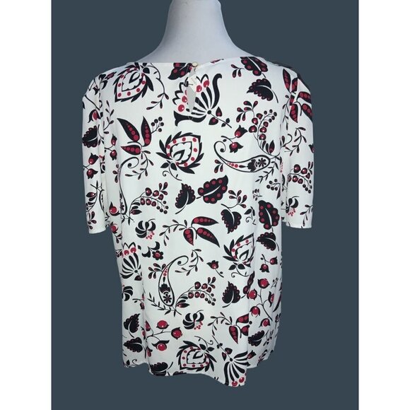 TALBOTS LADIES SS MULTI COLORED POLYESTER ABSTRACT TOP TUNIC BLOUSE SHIRT NWT XL - Picture 4 of 9